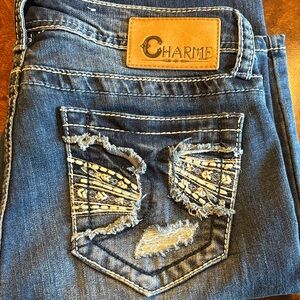 Charme Women's Distressed Boot Cut Jeans - Indigo